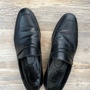 Ermenegildo Zegna Elegant Black Leather Loafers